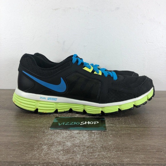 Nike Dual Fusion ST 2 Black Volt Blue Running Shoes Women's 10 454240-018